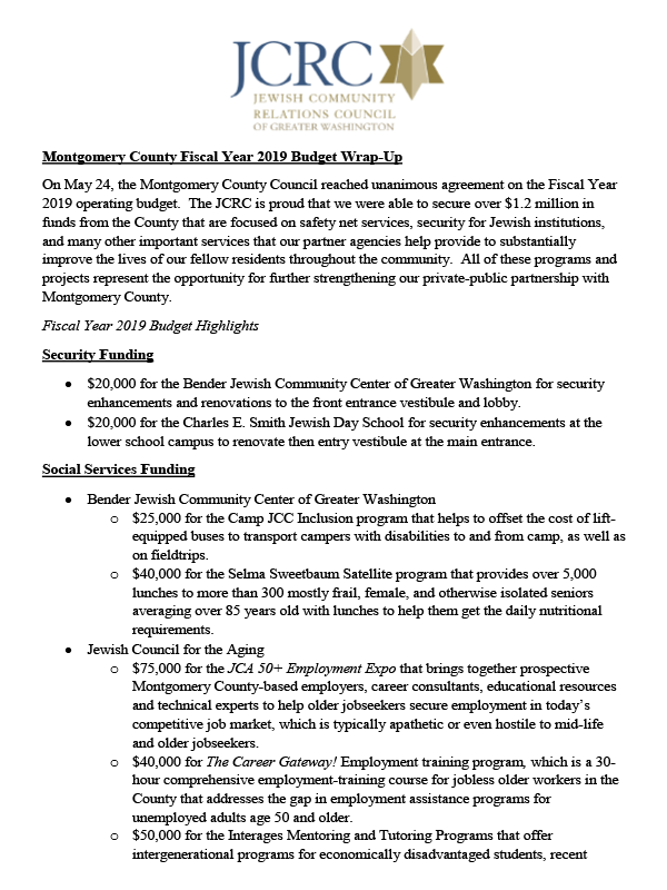 2019 Montgomery County Budget Wrap-Up