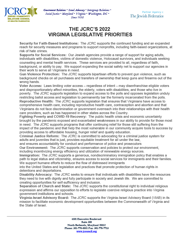 2022 Northern VA Legislative Priorities
