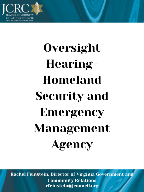 Oversight Hearing - Homeland Security and Emergency Management Agency