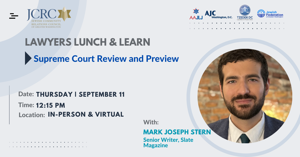 Lawyers Lunch & Learn graphic with Mark Joseph Stern 